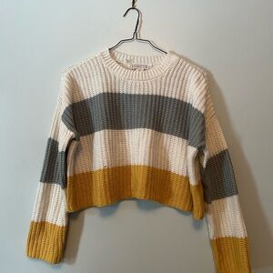 Sincerely Jules Colorblock Sweater in Gray, White, and Yellow